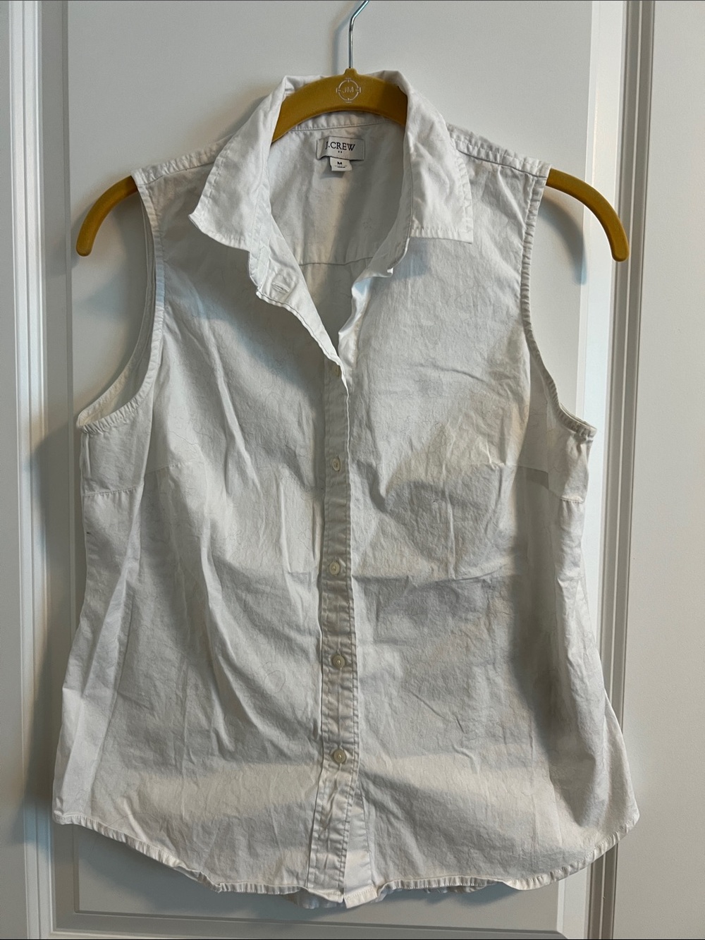 J.Crew White Sleeveless Button Down Shirt Size Medium Classic Coastal Preppy